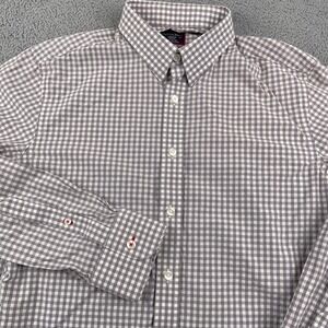 UNTUCKit Shirt Mens Medium Gray White Gingham Slim Fit Long Sleeve Button Up